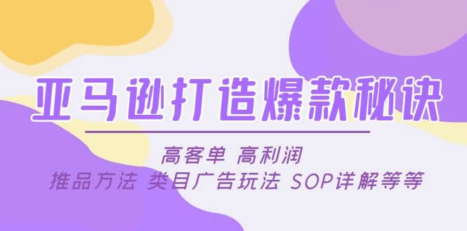 亚马逊打造爆款秘诀：高客单 高利润 推品方法 类目广告玩法 SOP详解等等-墨痕微课
