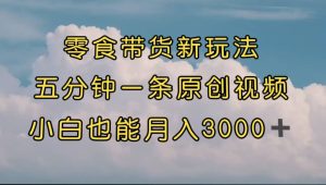零食带货新玩法，5分钟一条原创视频，新手小白也能轻松月入3000  （教程）-墨痕微课