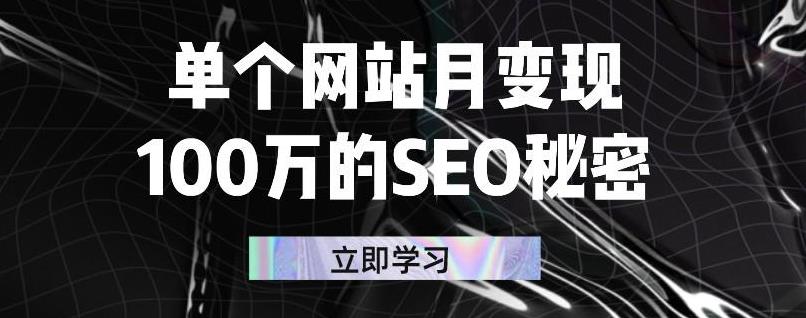 单个网站月变现100万的SEO秘密,百分百做出赚钱站点-墨痕微课