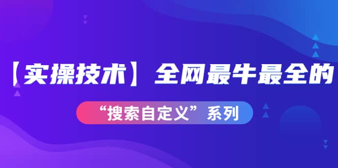 【实操技术】全网最牛最全的“搜索自定义”系列！价值698元-墨痕微课