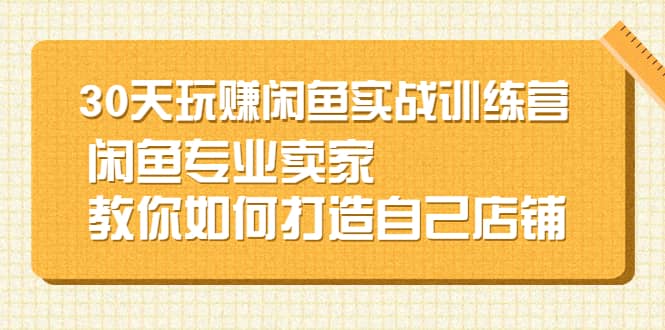 30天玩赚闲鱼实战训练营,闲鱼专业卖家教你如何打造自己店铺-墨痕微课