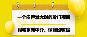 一个闷声发大财的冷门项目,同城家教中介,操作简单,一个月变现7000 ,保姆级教程-墨痕微课