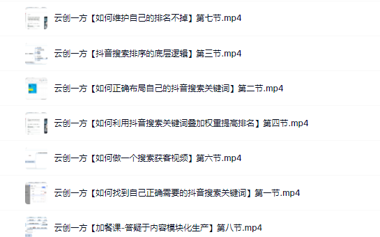 云创一方2022抖音SEO系列课程,教你如何快速上抖音搜索排名第一-墨痕微课