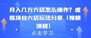 月入几万大店怎么操作?虚拟项目大店玩法分享【视频课程】-墨痕微课