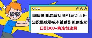 哔哩哔哩混剪视频引流创业粉日引300 知识星球零成本被动引流创业粉一天300-墨痕微课