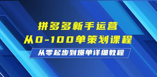 拼多多新手运营从0-100单策划课程,从零起步到爆单详细教程-墨痕微课