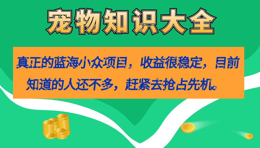 真正的蓝海小众项目,宠物知识大全,收益很稳定(教务 素材)-墨痕微课