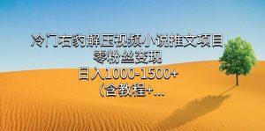 冷门右豹解压视频小说推文项目，零粉丝变现，日入1000-1500 （含教程）-墨痕微课
