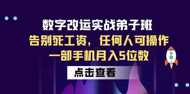 数字 改运实战弟子班:告别死工资,任何人可操作,一部手机月入5位数-墨痕微课