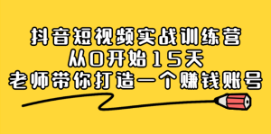 抖音短视频实战训练营,从0开始15天老师带你打造一个赚钱账号-墨痕微课