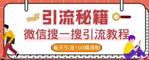 微信搜一搜引流教程,每天引流100精准粉-墨痕微课