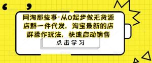 从0起步做无货源店群一件代发,淘宝最新的店群操作玩法,快速启动销售-墨痕微课