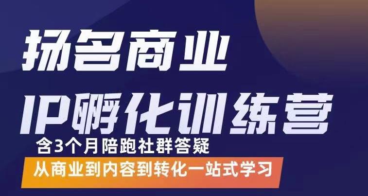 杨名商业IP孵化训练营,从商业到内容到转化一站式学 价值5980元-墨痕微课