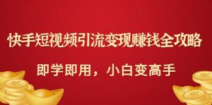 快手短视频引流变现赚钱全攻略：即学即用，小白变高手（价值980元）-墨痕微课