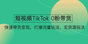 短视频TikTok 0粉带货：快速带货变现、打爆流量玩法、无货源玩法-墨痕微课