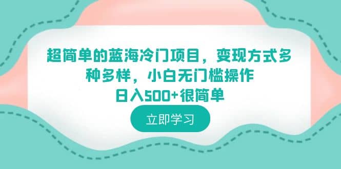 超简单的蓝海冷门项目,变现方式多种多样,小白无门槛操作日入500 很简单-墨痕微课