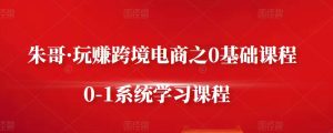 朱哥·玩赚跨境电商之0基础课程,0-1系统学习课程-墨痕微课
