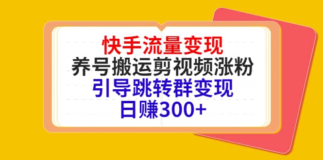快手流量变现，养号搬运剪视频涨粉，引导跳转群变现日赚300-墨痕微课