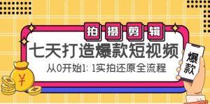 七天打造爆款短视频:拍摄 剪辑实操,从0开始1:1实拍还原实操全流程-墨痕微课