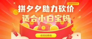 拼夕夕助力砍价项目，适合小白宝妈 日入200 （保姆级教程，视频教程 素材）-墨痕微课