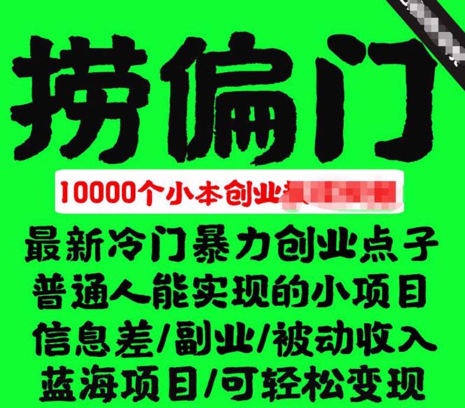 千款捞偏门小本创业小项目，总有一款适合你【无水印】-墨痕微课