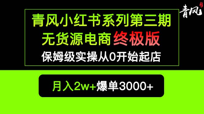 小红书无货源电商爆单终极版【视频教程 实战手册】保姆级实操从0起店爆单-墨痕微课