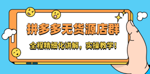 拼多多无货源店群:全程精细化讲解,实操教学-墨痕微课
