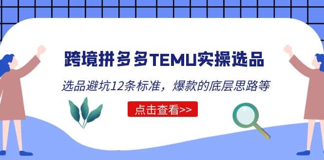 跨境拼多多TEMU实操选品运营方法，选品避坑12条标准，爆款的底层思路等-墨痕微课