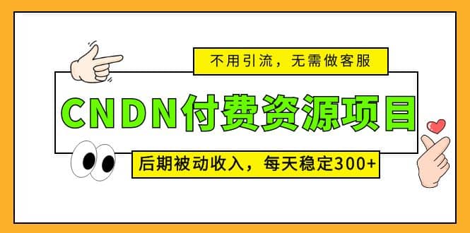 CNDN付费资源项目,不用引流,无需做客服,后期被动收入-墨痕微课