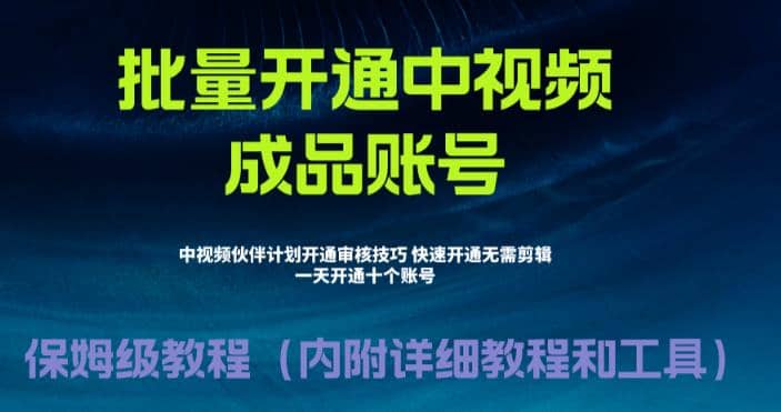 外面收费1980暴力开通中视频计划教程,附 快速通过中视频伙伴计划的办法-墨痕微课