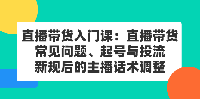 直播带货入门课：直播带货常见问题、起号与投流、新规后的主播话术调整-墨痕微课