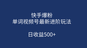 快手爆粉，单词视频号最新进阶玩法，日收益500 （教程 素材）-墨痕微课