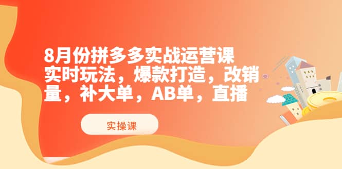 8月份拼多多实战运营课,实时玩法,爆款打造,改销量,补大单,AB单,直播-墨痕微课
