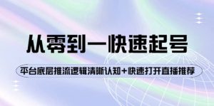从零到一快速起号:平台底层推流逻辑清晰认知 快速打开直播推荐-墨痕微课