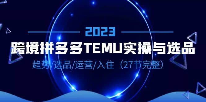 2023跨境·拼多多·TEMU实操与选品,趋势·选品·运营·入住(27节完整)-墨痕微课