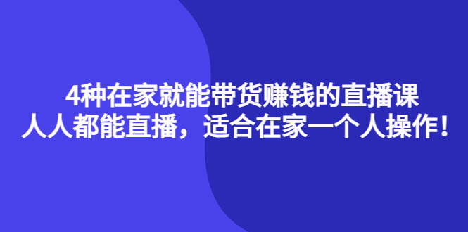 4种在家就能带货赚钱的直播课,人人都能直播,适合在家一个人操作!-墨痕微课
