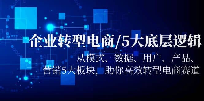 企业转型电商/5大底层逻辑,从模式 数据 用户 产品 营销5大板块,高效转型-墨痕微课