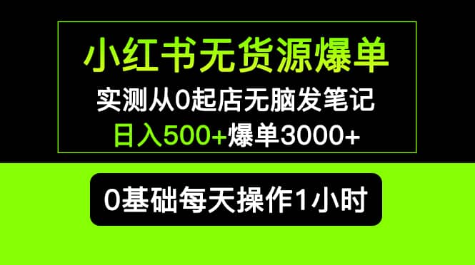 小红书无货源爆单 实测从0起店无脑发笔记爆单3000 长期项目可多店-墨痕微课