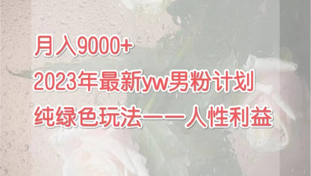 月入9000 2023年9月最新yw男粉计划绿色玩法——人性之利益-墨痕微课