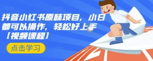 抖音小红书原味项目,小白都可以操作,轻松好上手【视频课程】-墨痕微课