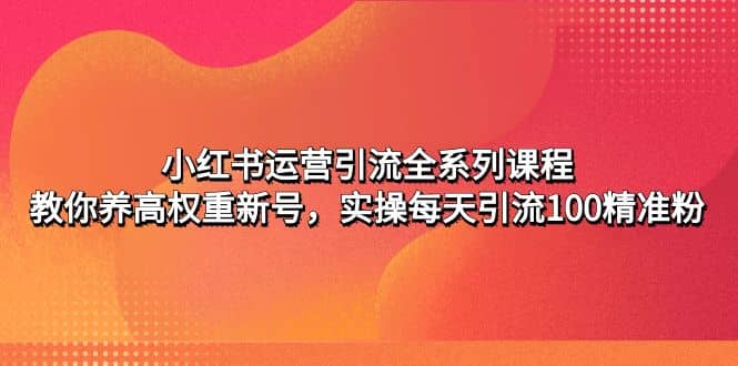 小红书运营引流全系列课程:教你养高权重新号-墨痕微课