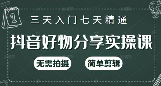 抖音好物分享实操课，无需拍摄，简单剪辑，短视频快速涨粉（125节视频课程）-墨痕微课