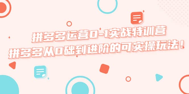 拼多多运营0-1实战特训营,拼多多从0础到进阶的可实操玩法-墨痕微课