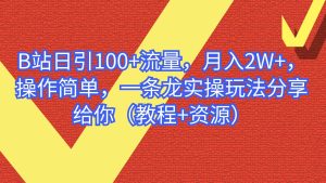 B站日引100 流量，月入2W ，操作简单，一条龙实操玩法分享给你（教程 资源）-墨痕微课