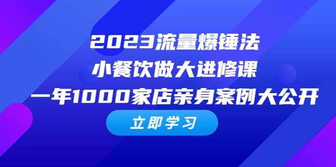2023流量 爆锤法,小餐饮做大进修课,一年1000家店亲身案例大公开-墨痕微课