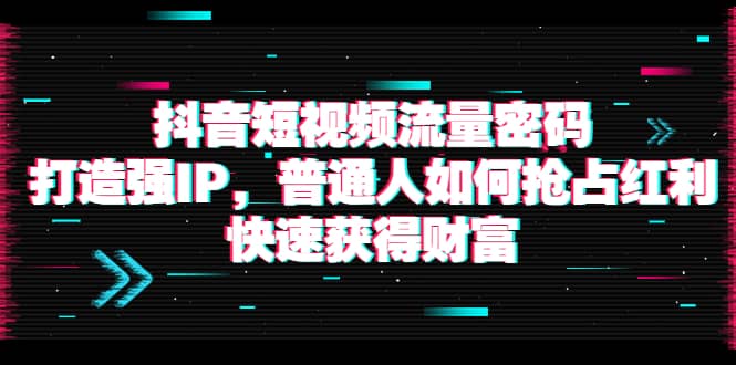 抖音短视频流量密码：打造强IP，普通人如何抢占红利，快速获得财富-墨痕微课