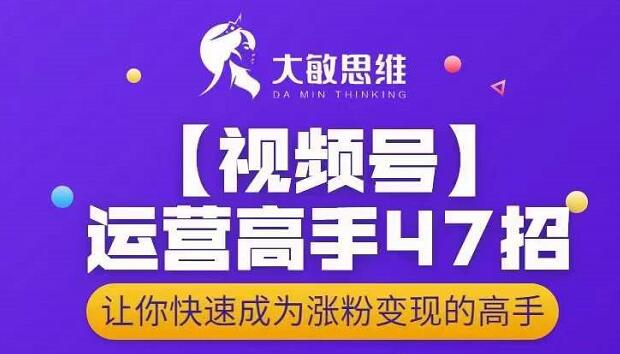 大敏思维-视频号运营高手47招,让你快速成为涨粉变现高手-墨痕微课