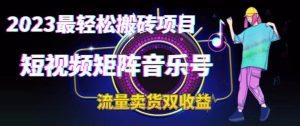 2023最轻松搬砖项目,短视频矩阵音乐号流量收益 卖货收益-墨痕微课