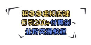 拼多多虚拟店铺日引200 付费创业粉实操教程-墨痕微课