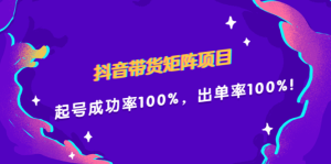 抖音带货矩阵项目,起号成功率100%,出单率100%!-墨痕微课